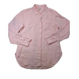 L.L. Bean Linen Button Up Shirt Womens XS Pink Lightweight Casual Coastal